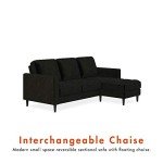 Black Velvet Reversible Sectional Sofa - Strummer