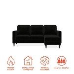 Black Velvet Reversible Sectional Sofa - Strummer