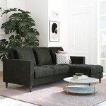 Black Velvet Reversible Sectional Sofa - Strummer