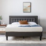 Dark Grey Cal King Tufted Platform Bed Frame