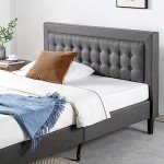 Dark Grey Cal King Tufted Platform Bed Frame