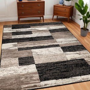 Rockwood Modern Area Rug, Chocolate, 5' x 8