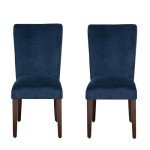 Set of 2 Navy Velvet Dining Chairs