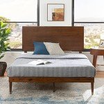 Zinus Queen Brown Pine Platform Bed