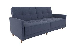 Navy Linen Sprung Seat Sofa Bed