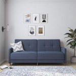 Navy Linen Sprung Seat Sofa Bed