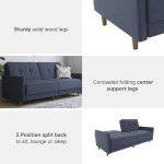 Navy Linen Sprung Seat Sofa Bed