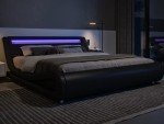 King Size LED Platform Bed Frame in Black