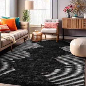 Striped Stain-Resistant Area Rug - 5x7 Feet
