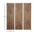 Set of 3 Floral Carved Wooden Wall Decor