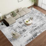 Modern Short-Pile Area Rug in Abstract Gray