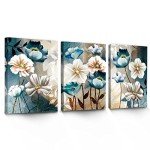 Lotus Flower Canvas Art - 3 Piece Set