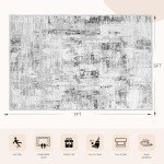 Modern Short-Pile Area Rug in Abstract Gray