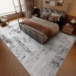 Modern Short-Pile Area Rug in Abstract Gray