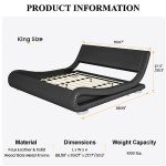 King Size Upholstered Sleigh Bed Frame in Black