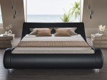 King Size Upholstered Sleigh Bed Frame in Black