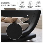 King Size Upholstered Sleigh Bed Frame in Black