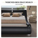 King Size Upholstered Sleigh Bed Frame in Black