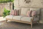 Coastal Eucalyptus Outdoor Patio Sofa with Cushions