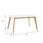 Mid Century Modern Wood Dining Table in White/Natural