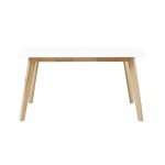 Mid Century Modern Wood Dining Table in White/Natural