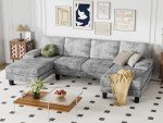Gray U-Shaped Convertible Sectional Sofa with Soft Fabric