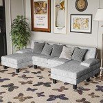 Gray U-Shaped Convertible Sectional Sofa with Soft Fabric