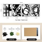 Set of 4 Black Metal Abstract Wall Decor