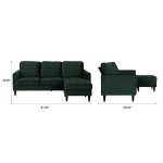 Green Velvet Reversible Sectional Sofa with Ottoman