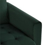 Green Velvet Reversible Sectional Sofa with Ottoman