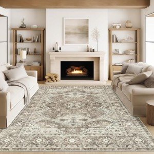 Vintage Tribal Beige Washable Area Rug