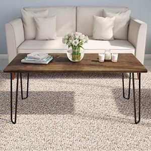 Modern Woodgrain Coffee Table with Hairpin Legs