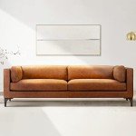 Cognac Tan Leather Argan 93" Sofa by POLY & BARK