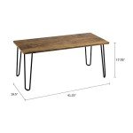 Modern Woodgrain Coffee Table with Hairpin Legs