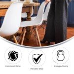 Elon Series White Plastic Chair with Wood Legs