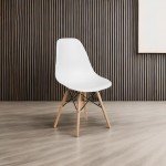 Elon Series White Plastic Chair with Wood Legs