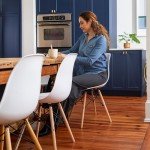 Elon Series White Plastic Chair with Wood Legs