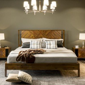 Ethan Deluxe Rustic King Bed Frame with Headboard