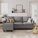 Modern Gray L-Shaped Linen Convertible Sectional Sofa