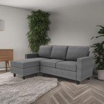 Modern Gray L-Shaped Linen Convertible Sectional Sofa