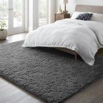 Large Grey Fluffy Shag Area Rug for Living Room