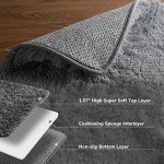 Large Grey Fluffy Shag Area Rug for Living Room