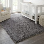 Large Grey Fluffy Shag Area Rug for Living Room