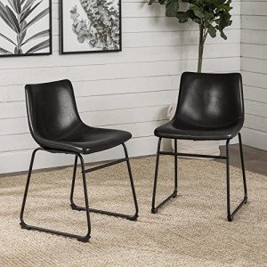 Modern Black Faux Leather Dining Chairs - Set of 2