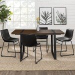 Modern Black Faux Leather Dining Chairs - Set of 2