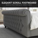 Velvet King Size Platform Bed Frame with Headboard