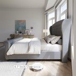 Velvet King Size Platform Bed Frame with Headboard