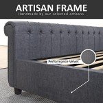 Velvet King Size Platform Bed Frame with Headboard