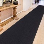 Black Solid Design Runner Rug, 80 cm x 300 cm