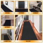 Black Solid Design Runner Rug, 80 cm x 300 cm